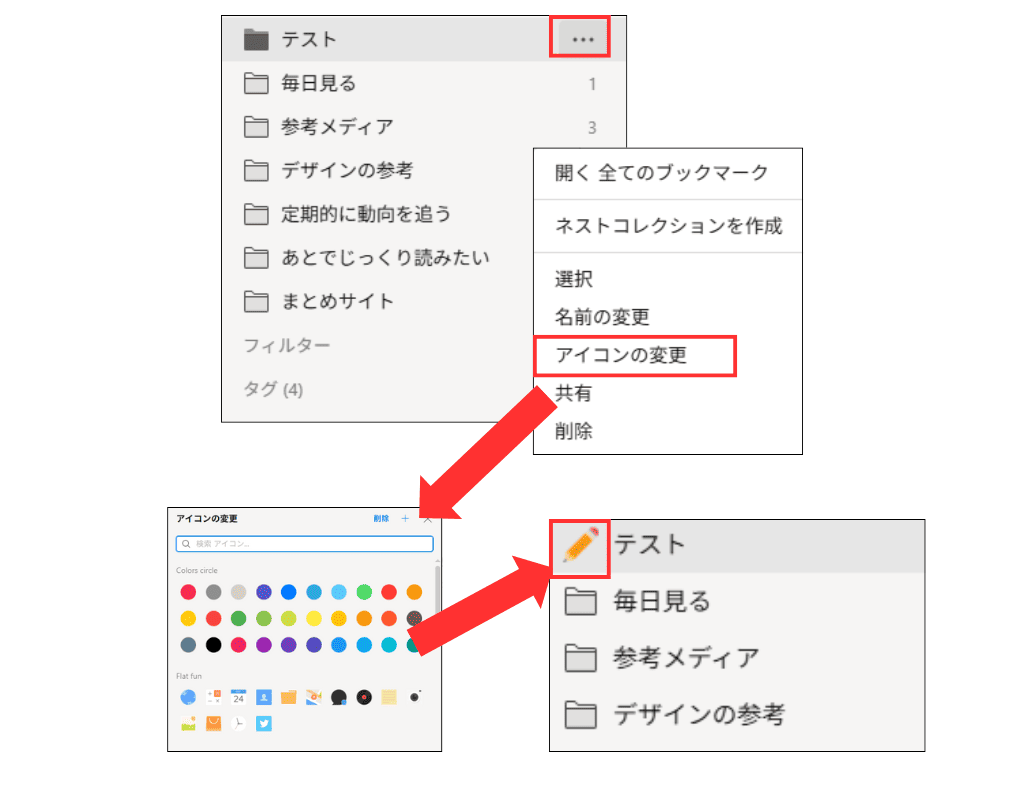 Raindrop コレクションのアイコン変更