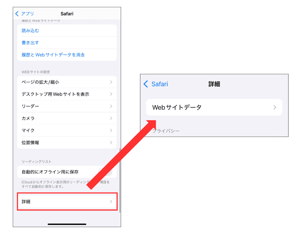 iPhoneでSafariのキャッシュを削除する